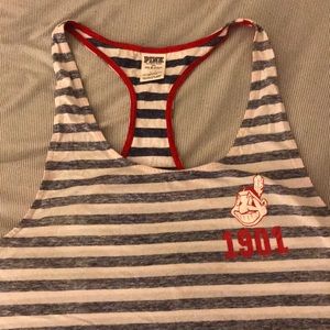 Striped racerback cleveland Indians PINK tank top